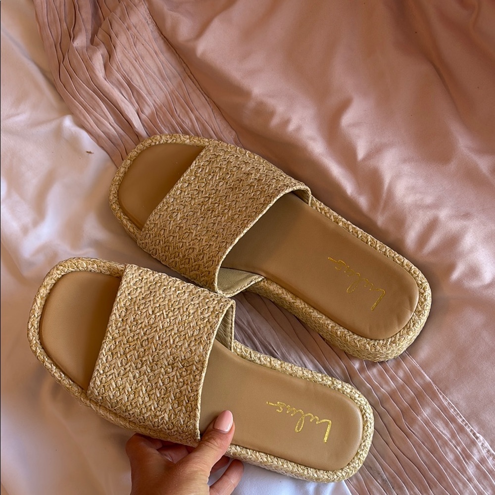 Lulu's Tan Slide Sandals
